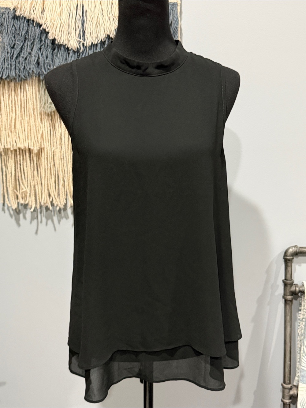 Last Days! Naked Zebra Black Sleeveless Layered Tank Blouse L